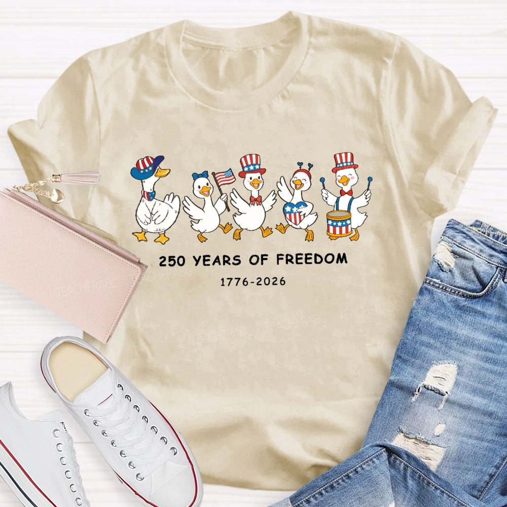 250 Years Of Freedom Duck Teacher T-shirt