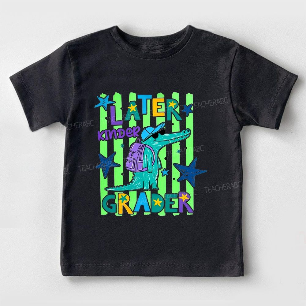 Personalized Grade Later Kinder Grader Cool Crocodile Toddler T-shirts