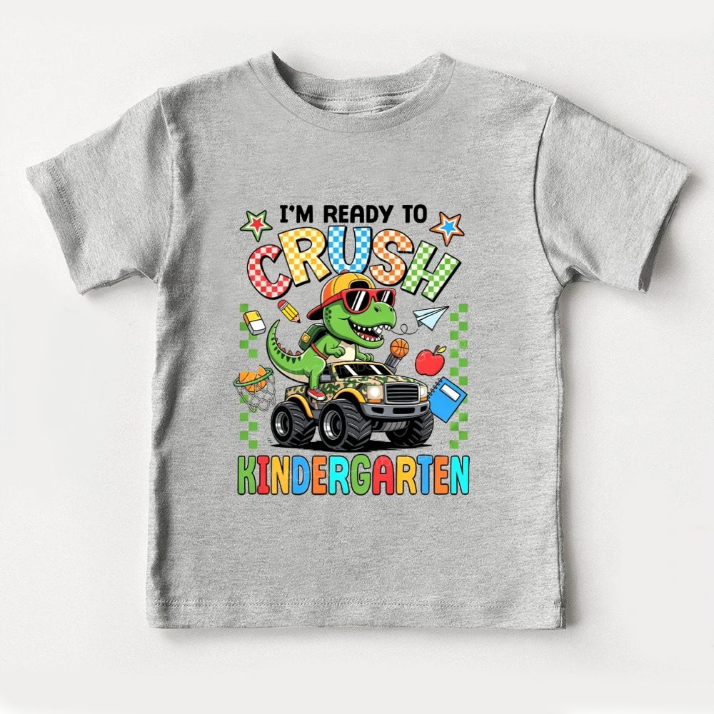 Personalized Grade I'M Ready To Crush Kindergarten Dino Truck Toddler T-shirts