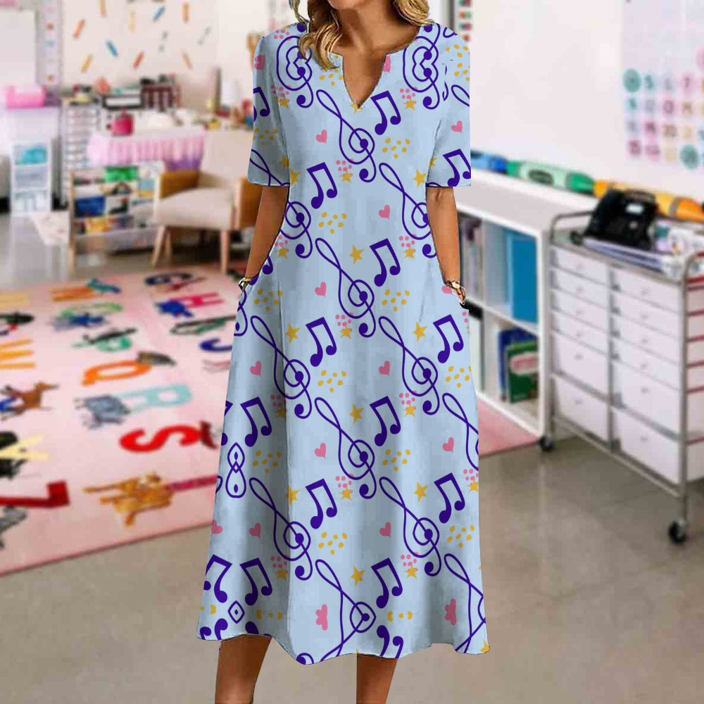 Blue Music Notes Dress