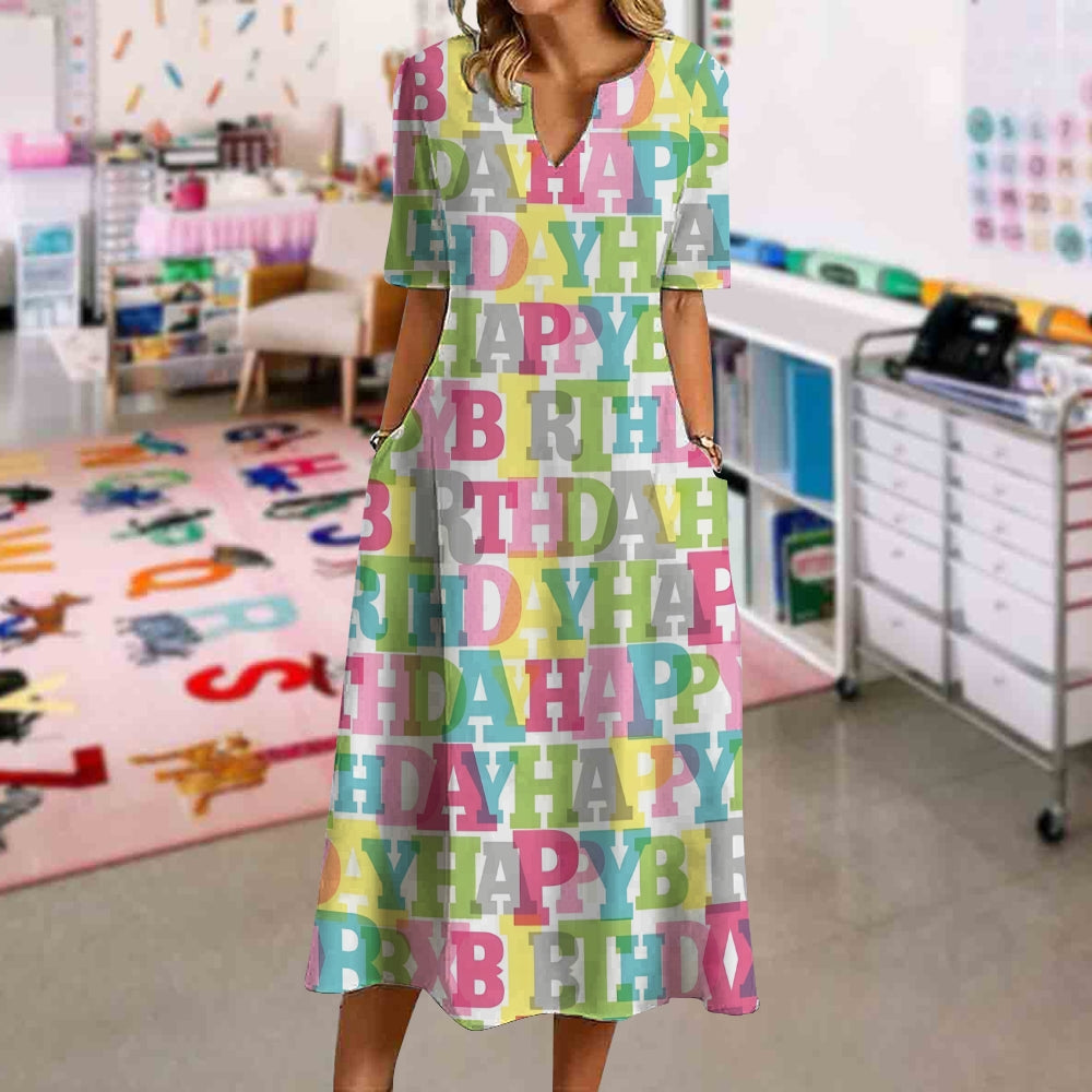 Classic Letter Print Swing Dress