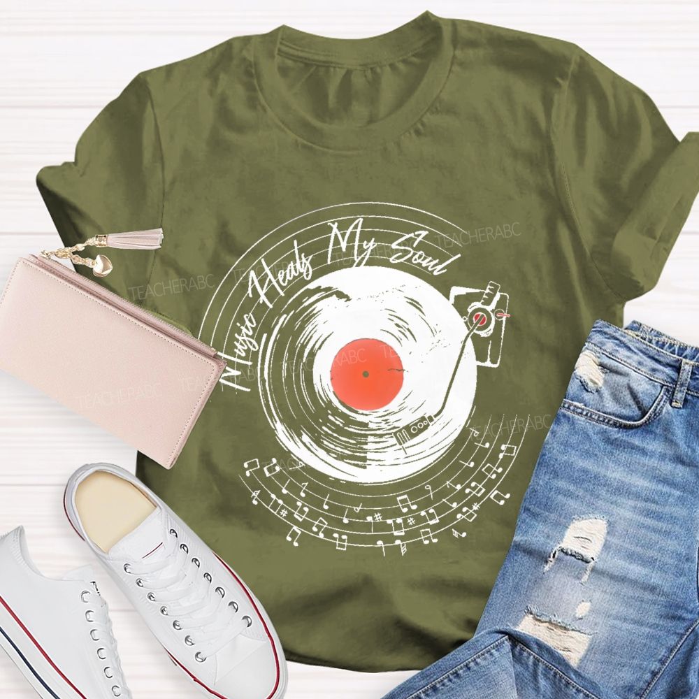 Music Heals My Soul Graphic Teacher T-shirt