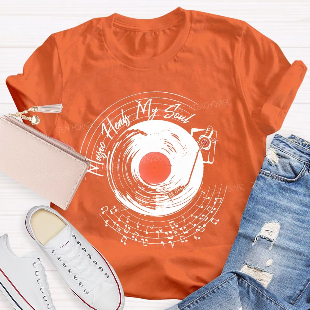 Music Heals My Soul Graphic Teacher T-shirt