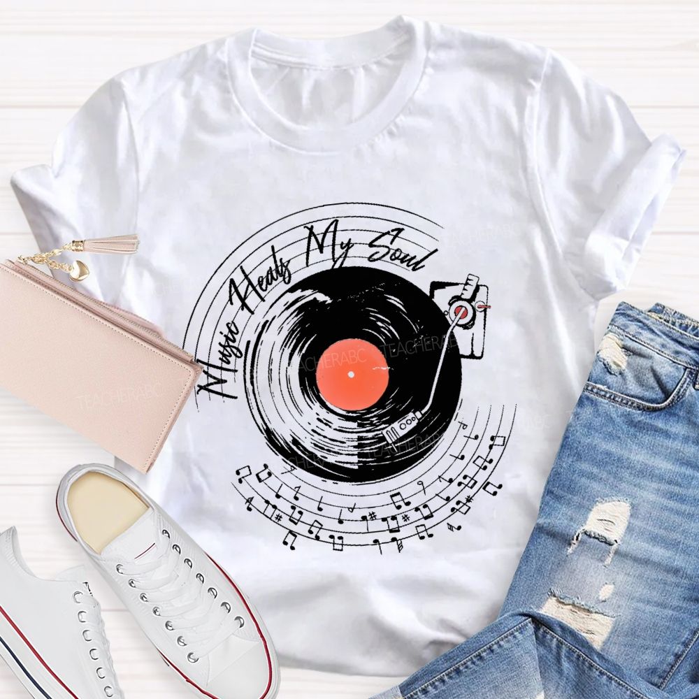 Music Heals My Soul Graphic Teacher T-shirt