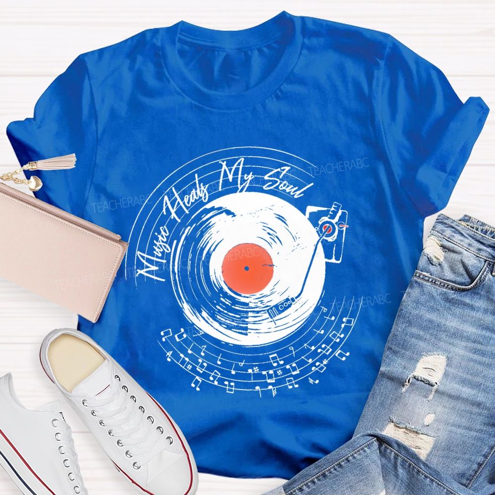 Music Heals My Soul Graphic Teacher T-shirt