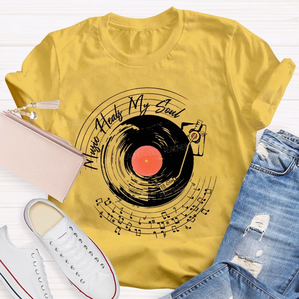 Music Heals My Soul Graphic Teacher T-shirt