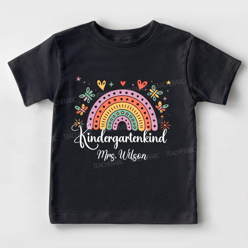 Personalized Name And Grade Kindergarten And Rainbow Toddler T-shirts