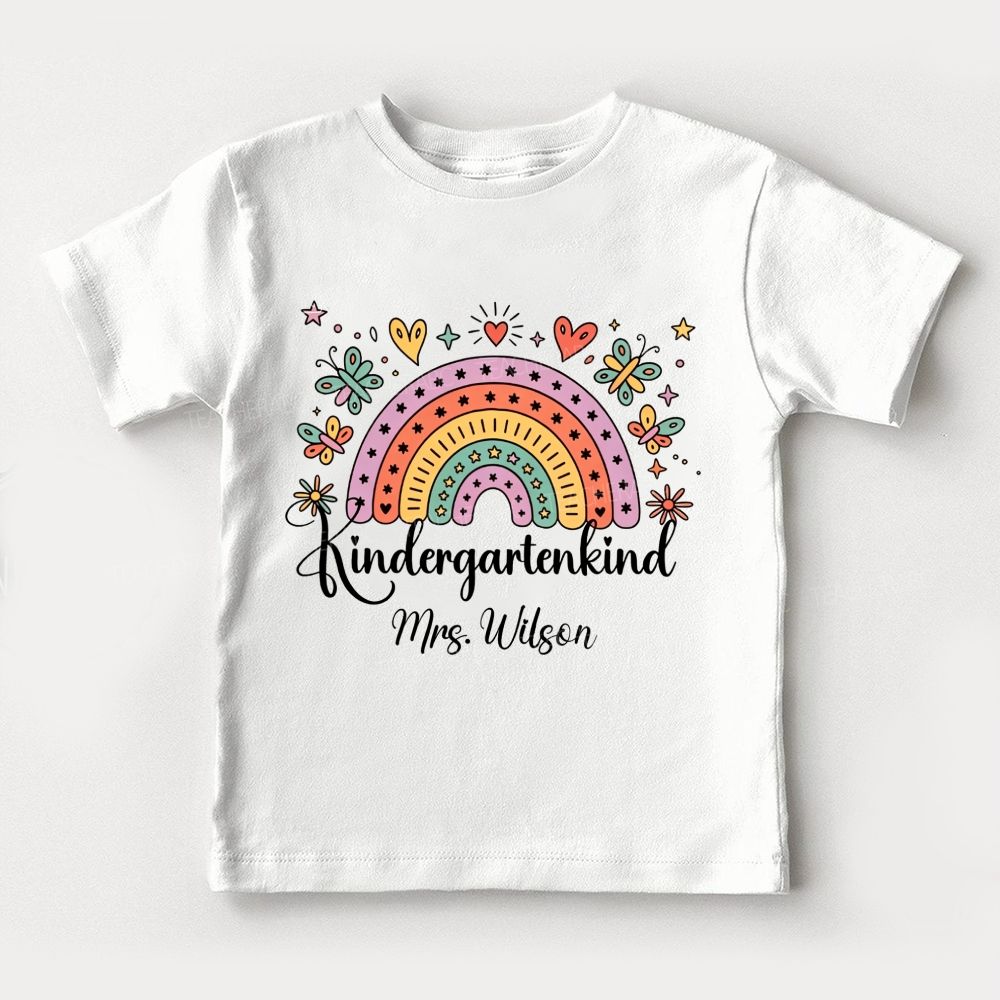 Personalized Name And Grade Kindergarten And Rainbow Toddler T-shirts