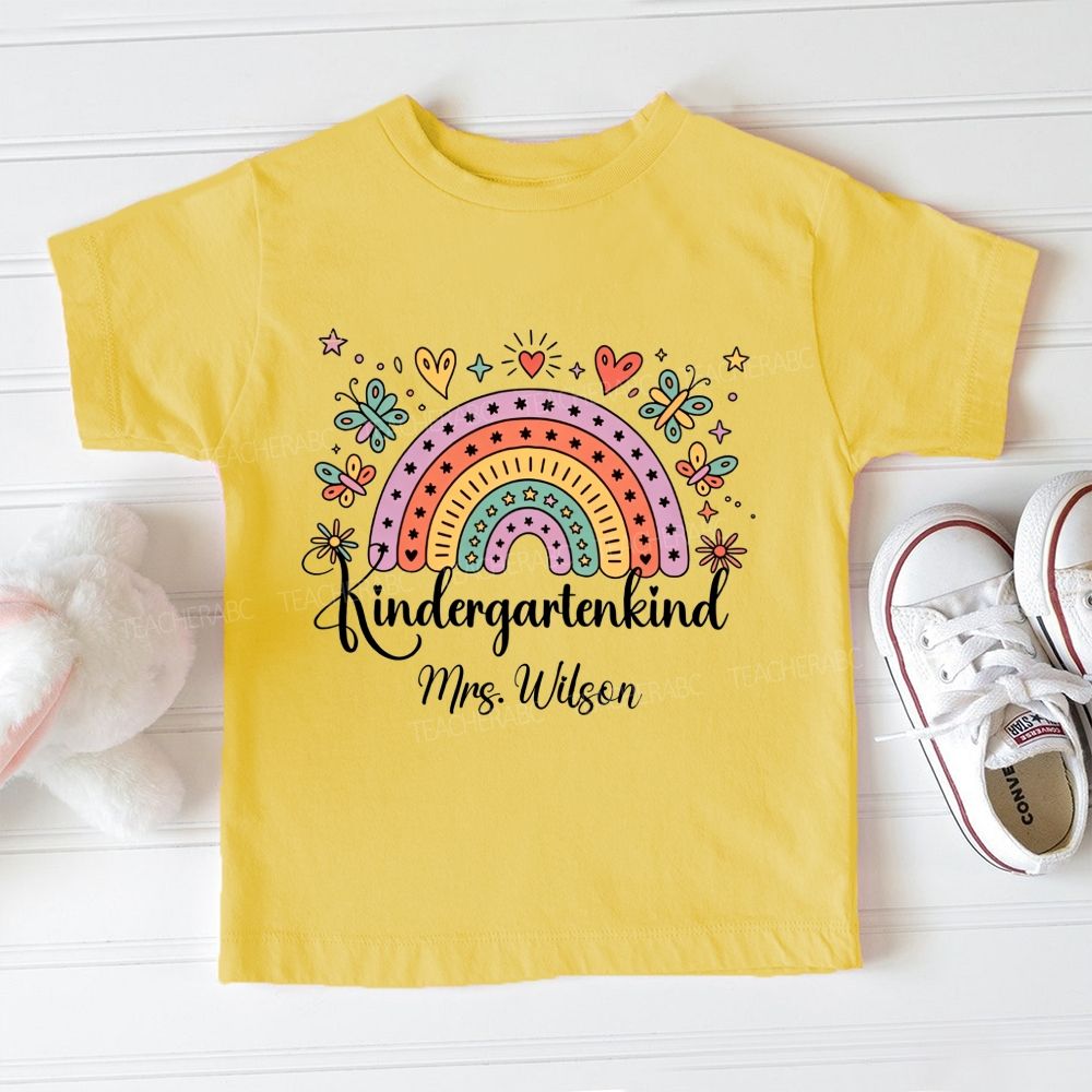 Personalized Name And Grade Kindergarten And Rainbow Toddler T-shirts