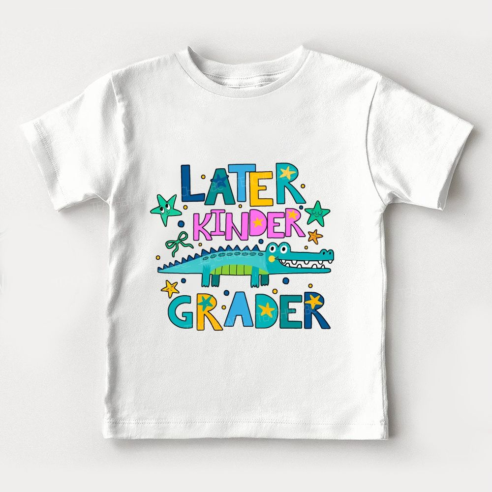 Personalized Grade Cute Alligator Later Kinder Grader Toddler T-shirts