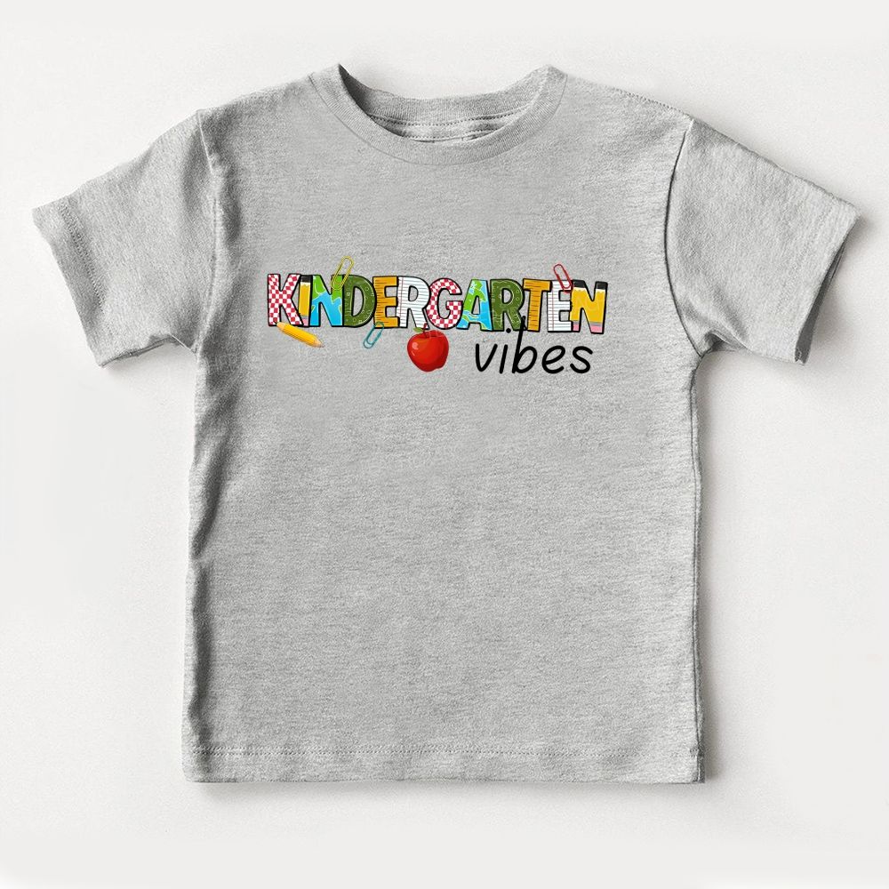 Personalized Grade Kindergarten Vibes Apple Pencil Toddler T-shirts