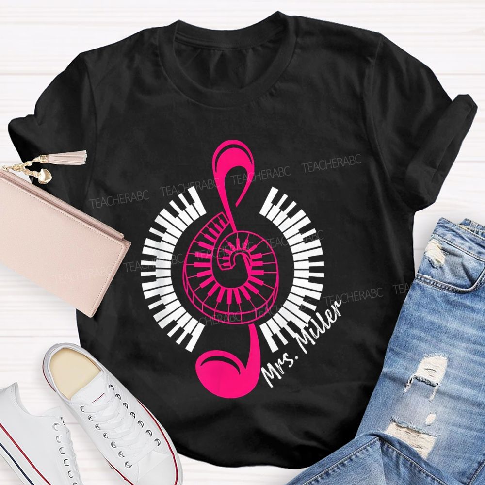 Personalized Name Music Notes Enjoy Music Teacher T-Shirt
