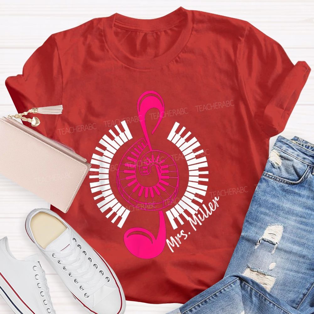 Personalized Name Music Notes Enjoy Music Teacher T-Shirt