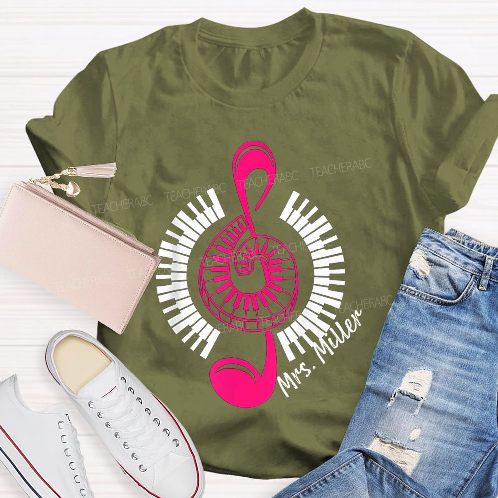Personalized Name Music Notes Enjoy Music Teacher T-Shirt