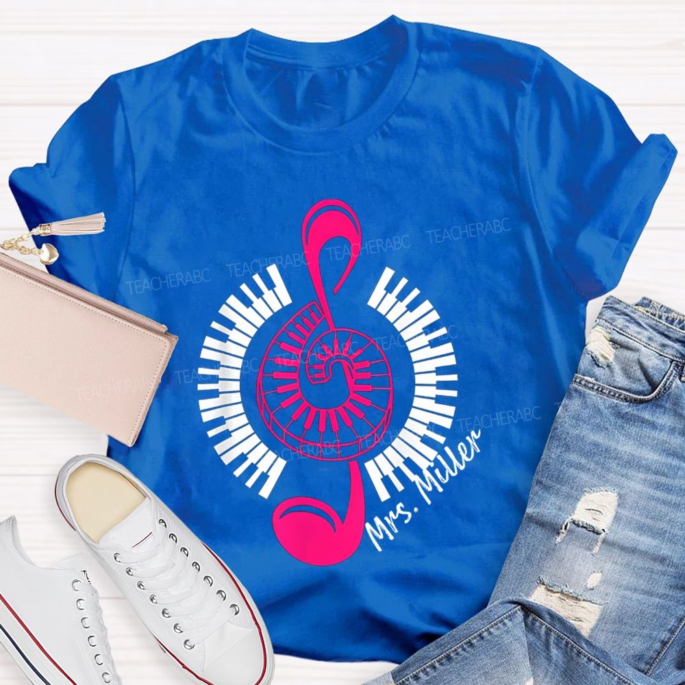 Personalized Name Music Notes Enjoy Music Teacher T-Shirt
