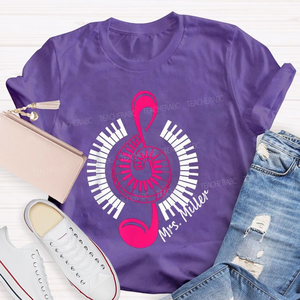 Personalized Name Music Notes Enjoy Music Teacher T-Shirt