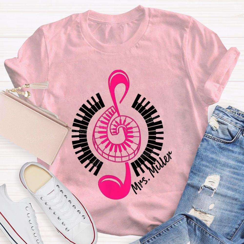 Personalized Name Music Notes Enjoy Music Teacher T-Shirt
