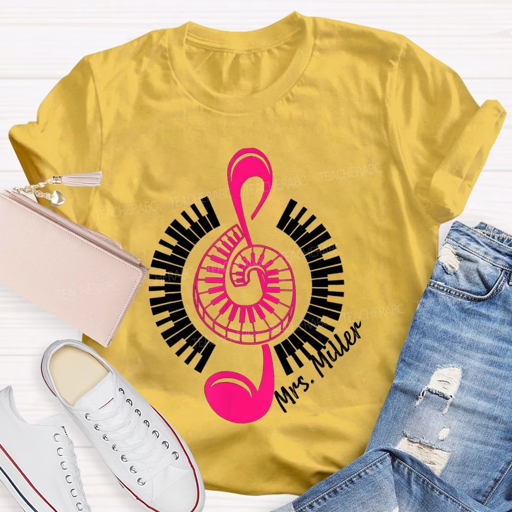Personalized Name Music Notes Enjoy Music Teacher T-Shirt