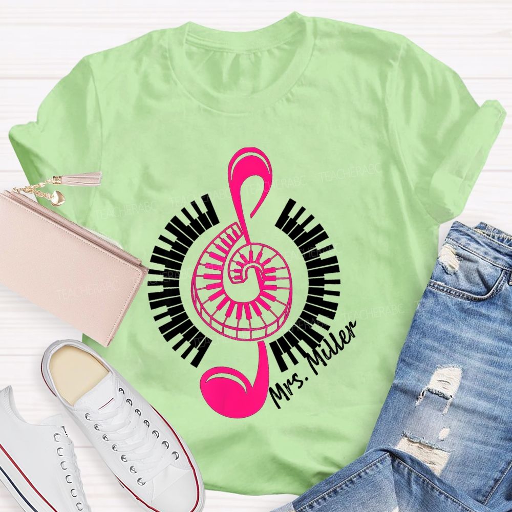 Personalized Name Music Notes Enjoy Music Teacher T-Shirt