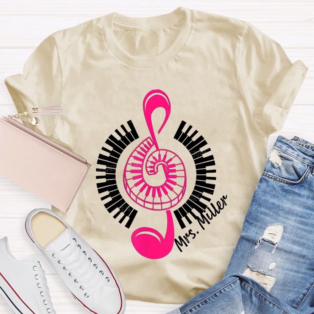 Personalized Name Music Notes Enjoy Music Teacher T-Shirt