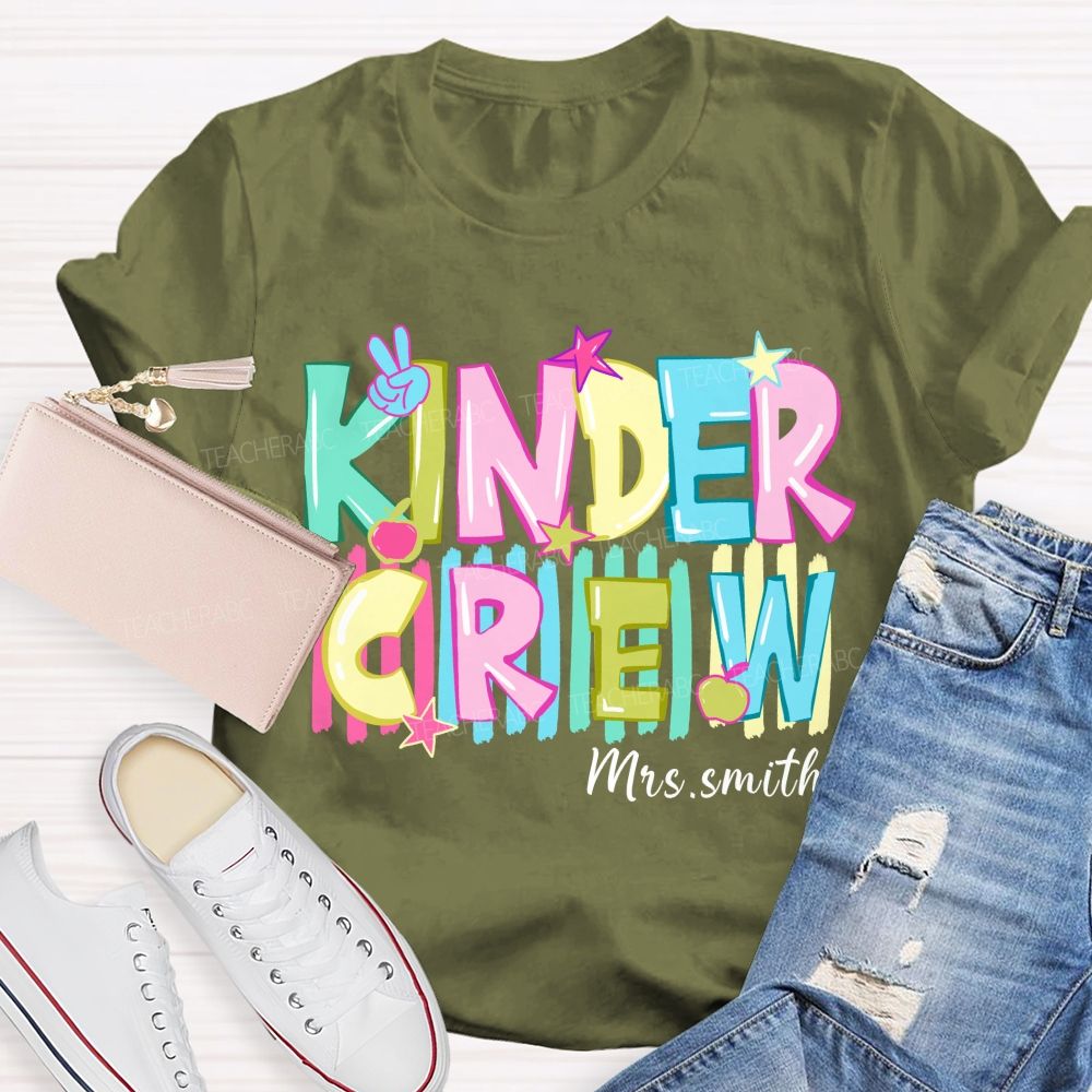 Personalized Grade And Name Colorful Letters And Star Teacher T-Shirt