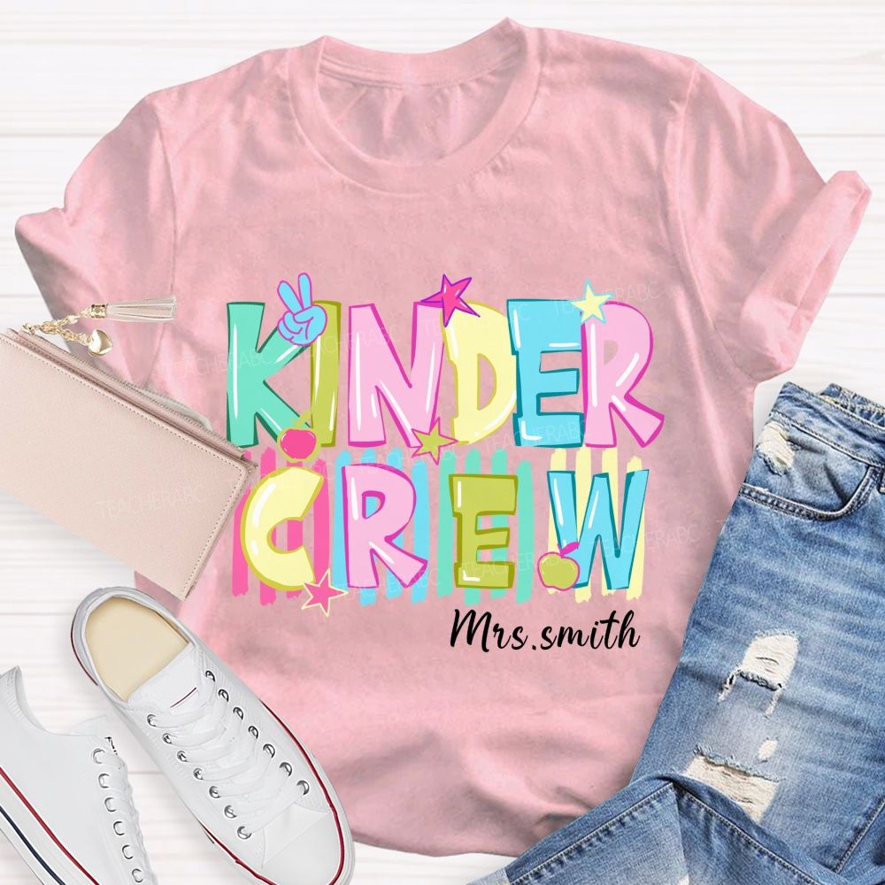 Personalized Grade And Name Colorful Letters And Star Teacher T-Shirt