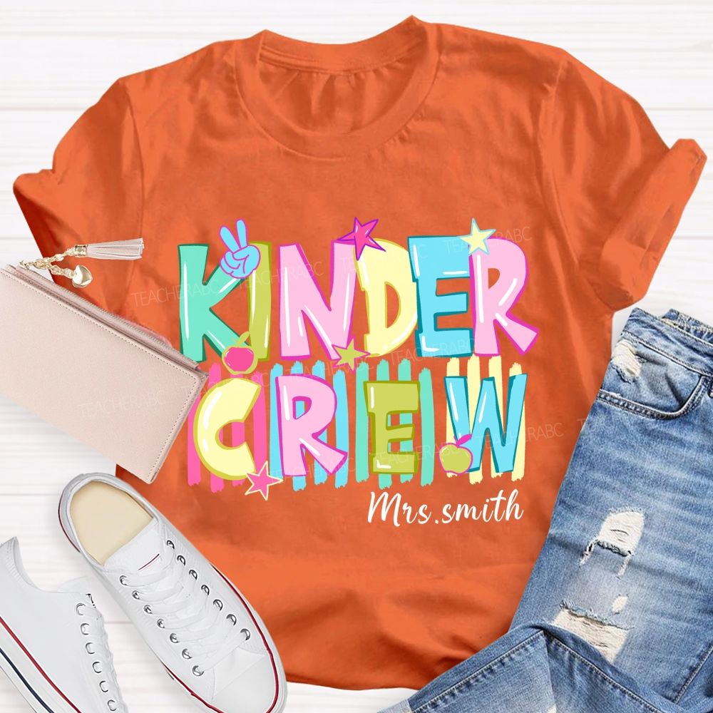 Personalized Grade And Name Colorful Letters And Star Teacher T-Shirt