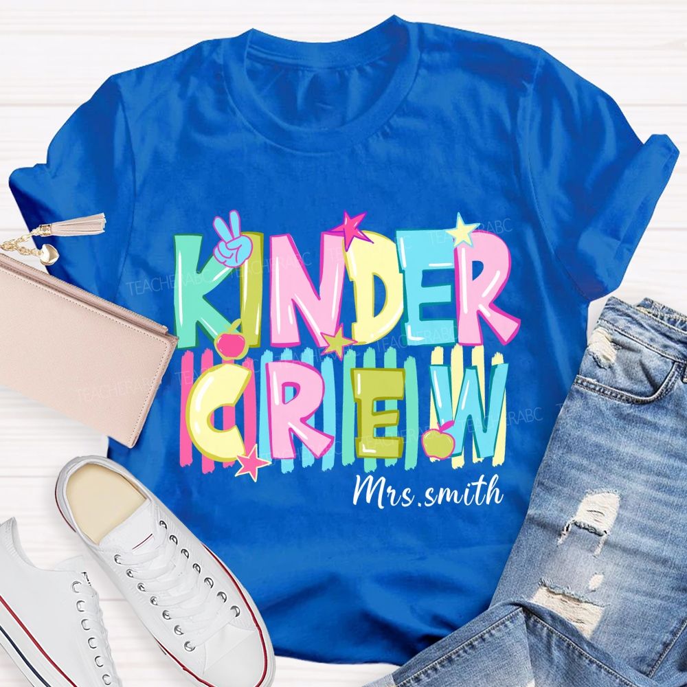 Personalized Grade And Name Colorful Letters And Star Teacher T-Shirt