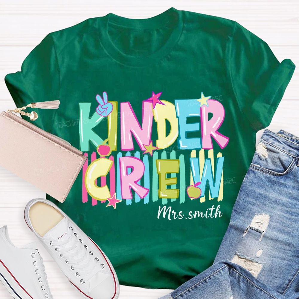 Personalized Grade And Name Colorful Letters And Star Teacher T-Shirt