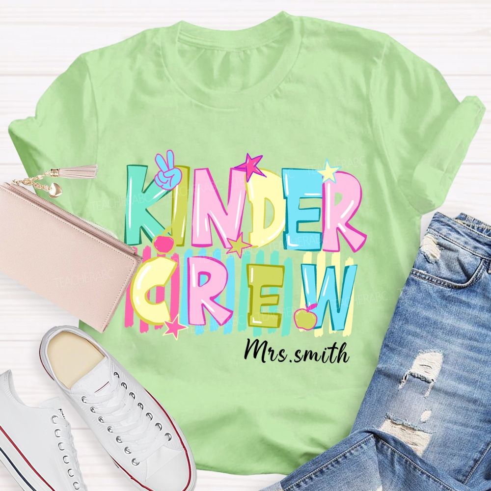 Personalized Grade And Name Colorful Letters And Star Teacher T-Shirt