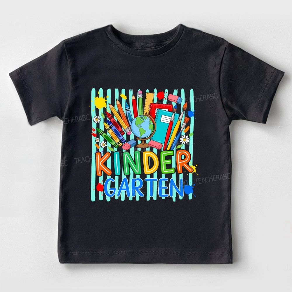 Personalized Grade Colorful School Supply Kindergarten Toddler T-shirts