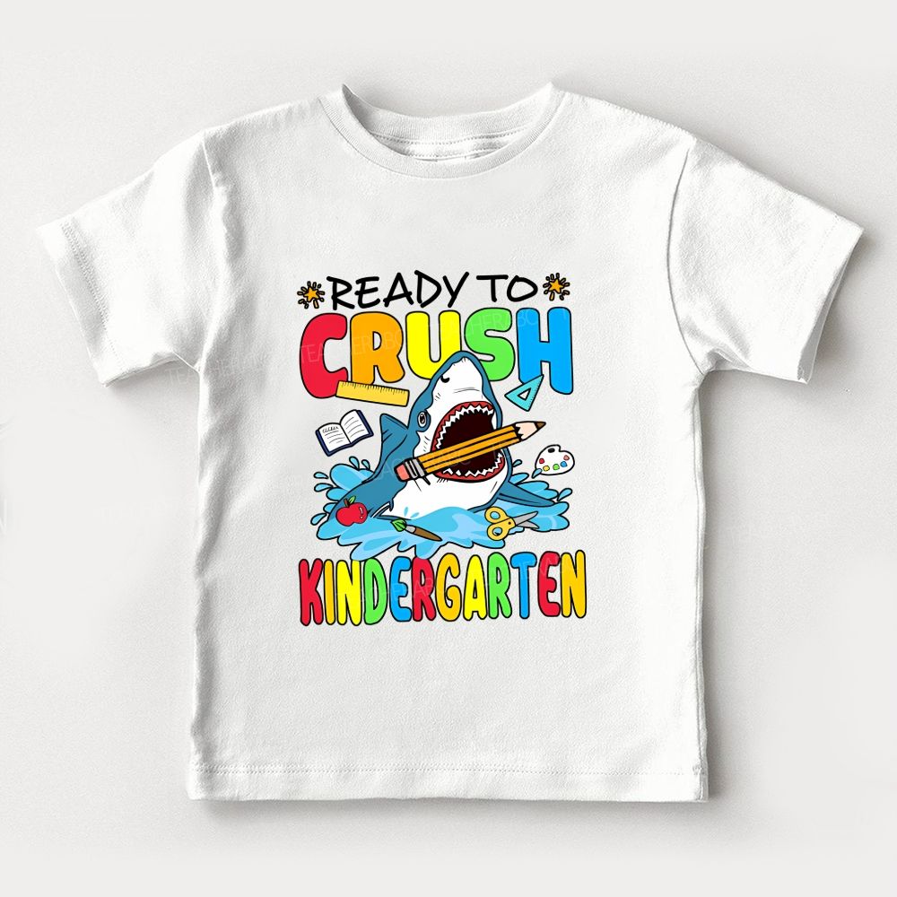 Personalized Grade Ready To Crush Kindergarten And Shark Toddler T-shirts
