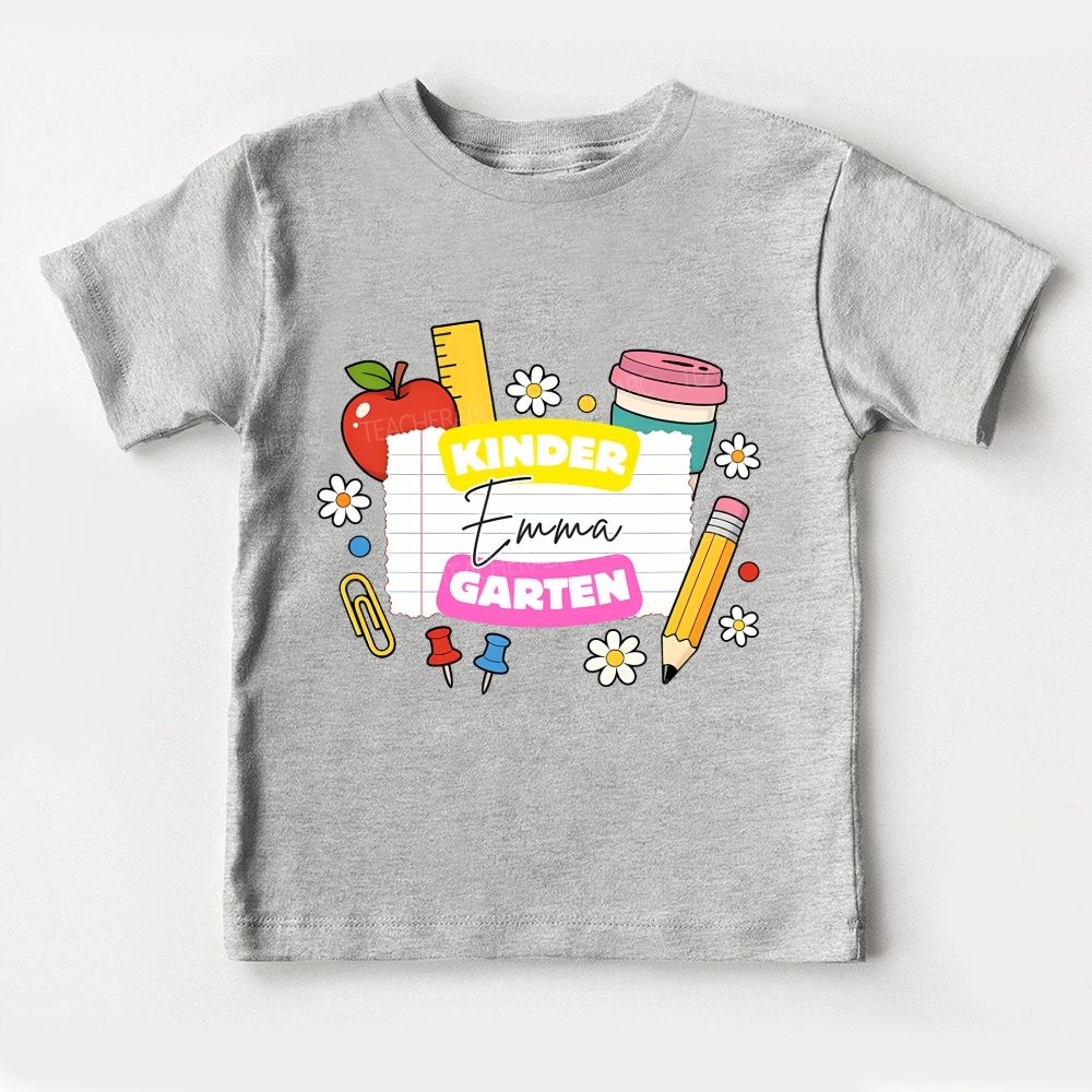 Personalized Name And Grade Apple Pencil Paper Clip Toddler T-shirts