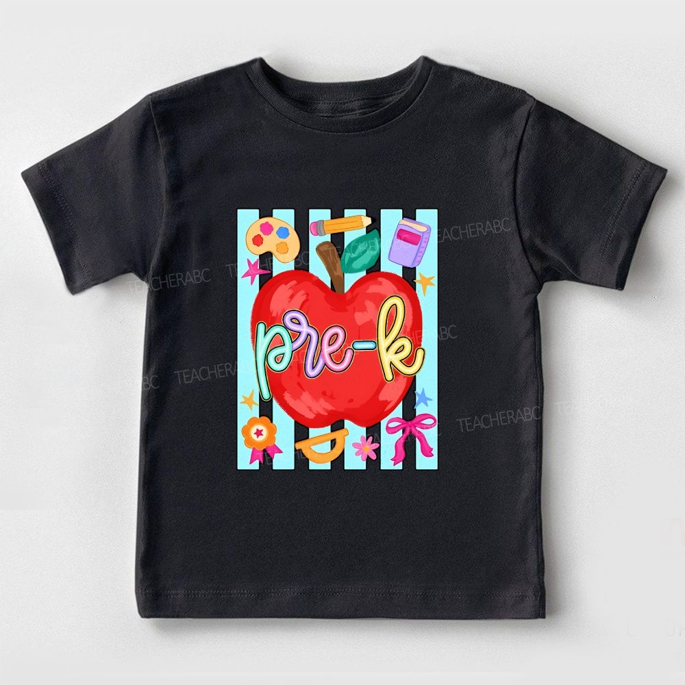Personalized Grade Apple School Supply Pre-School Toddler T-shirts