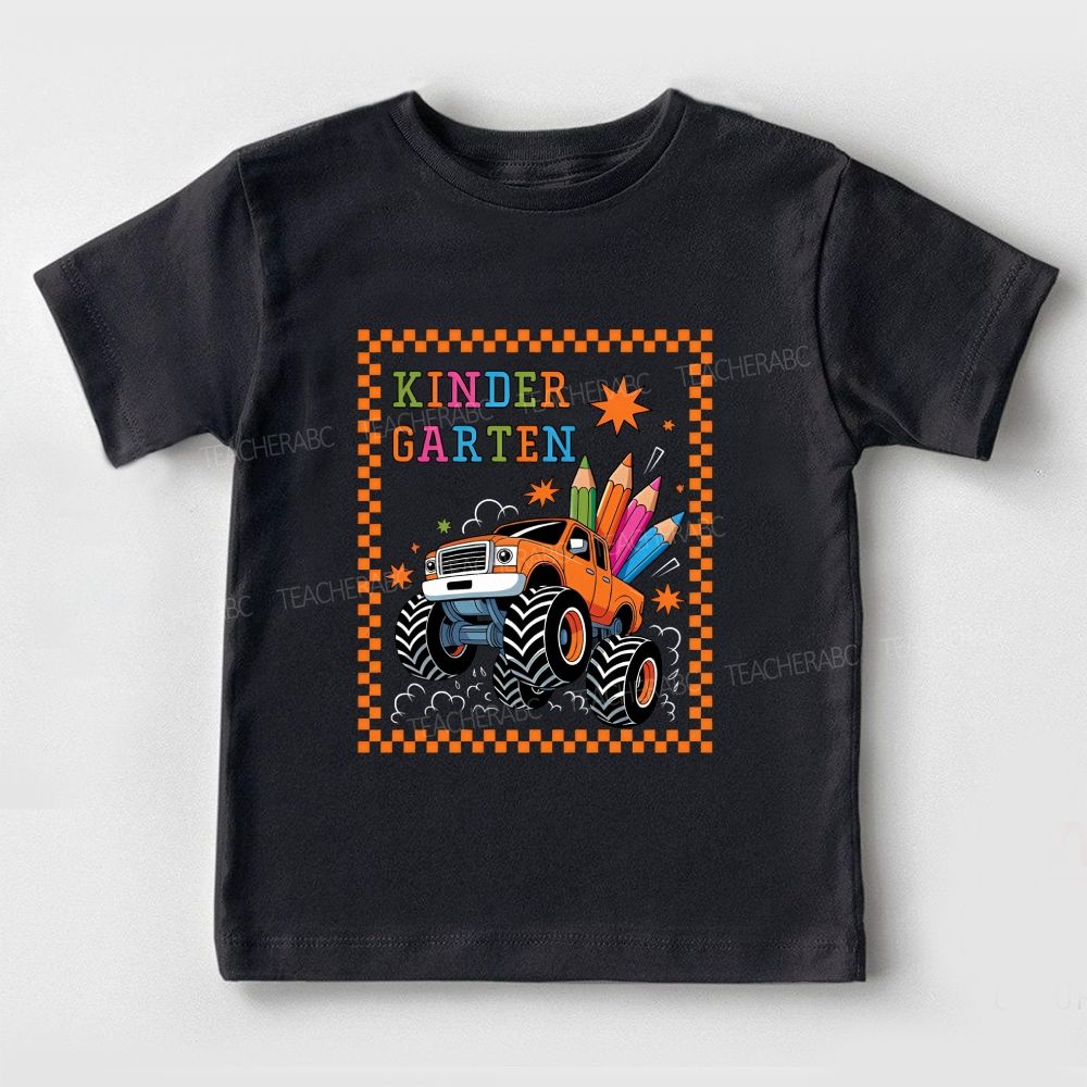 Personalized Grade Kindergarten Monster Truck Color Pencil Toddler T-shirts