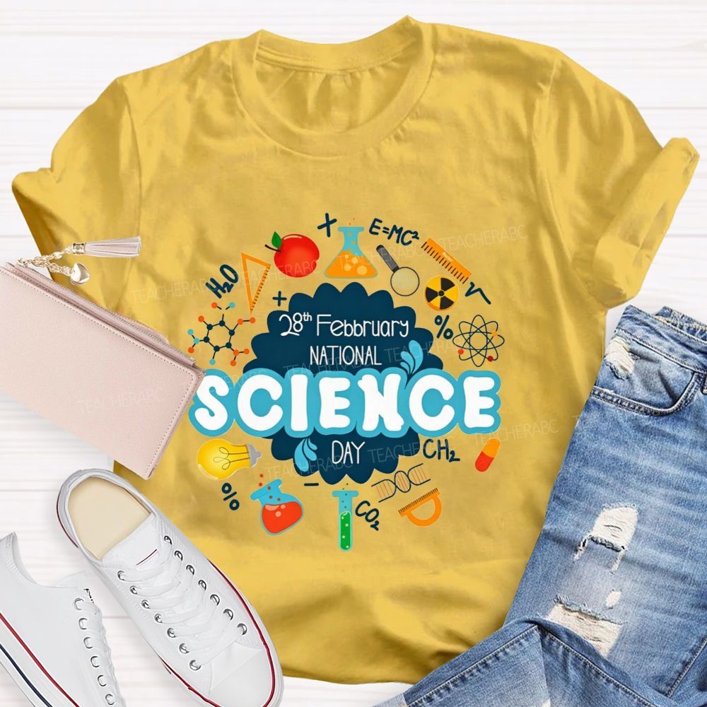 National Science Day Lab Equipment Science Symbols Teacher T-shirt