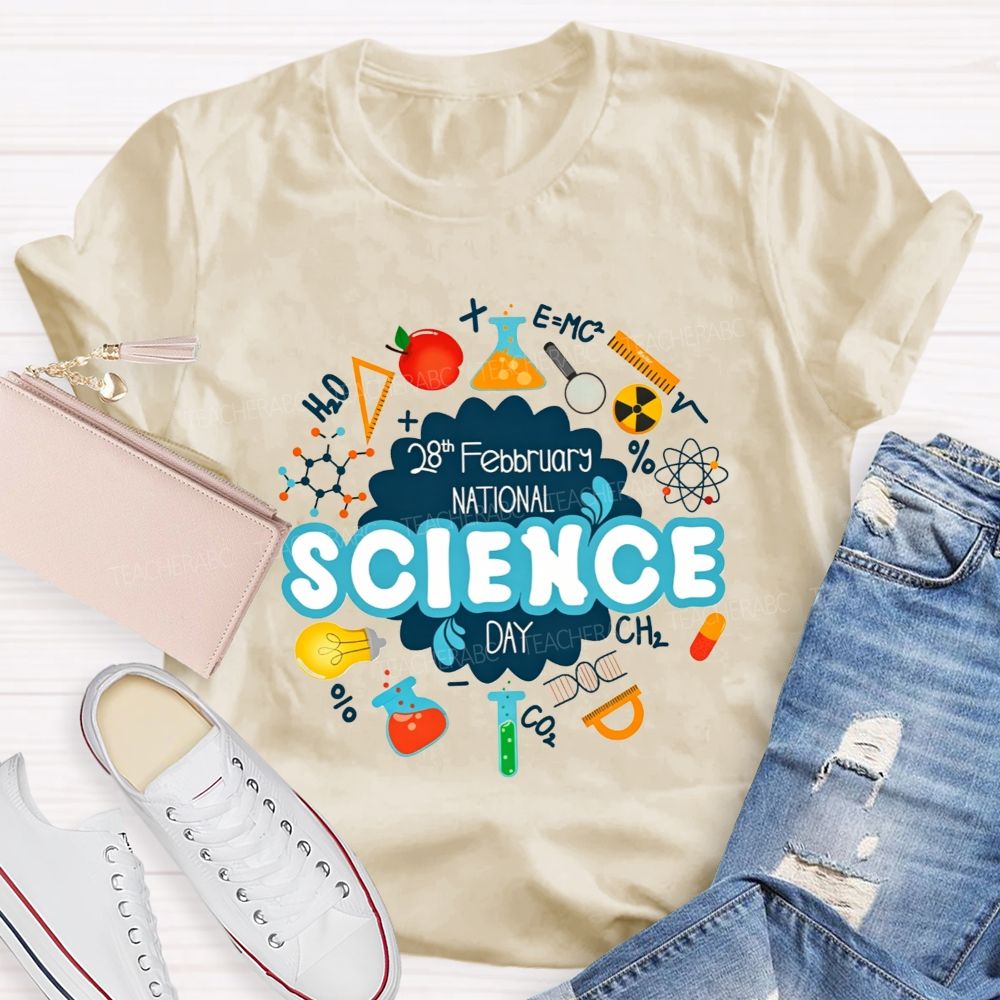 National Science Day Lab Equipment Science Symbols Teacher T-shirt