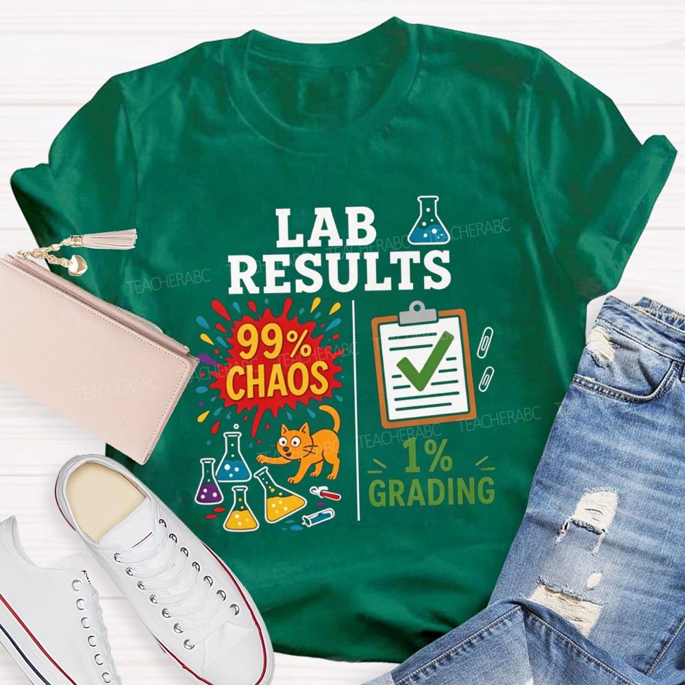 Cute Orange Cat Messy Lab Flask Science Teacher T-shirt