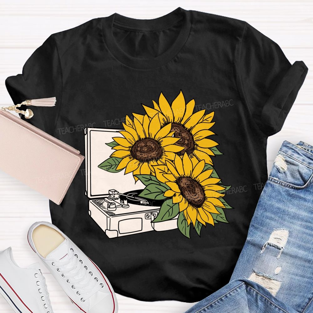 Sunflower Music Box Teacher T-shirt