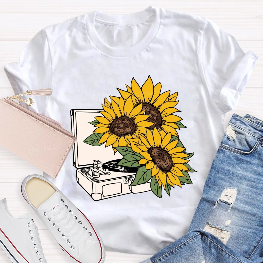 Sunflower Music Box Teacher T-shirt