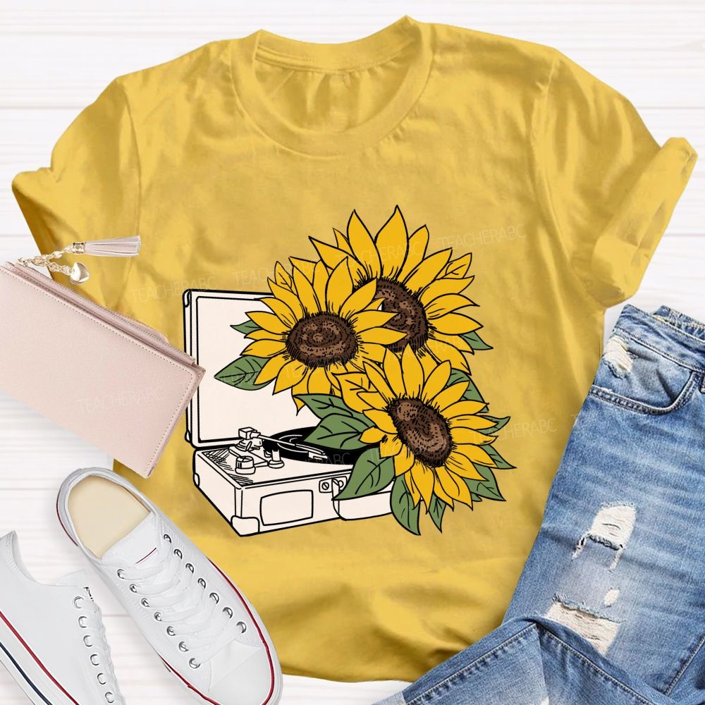 Sunflower Music Box Teacher T-shirt