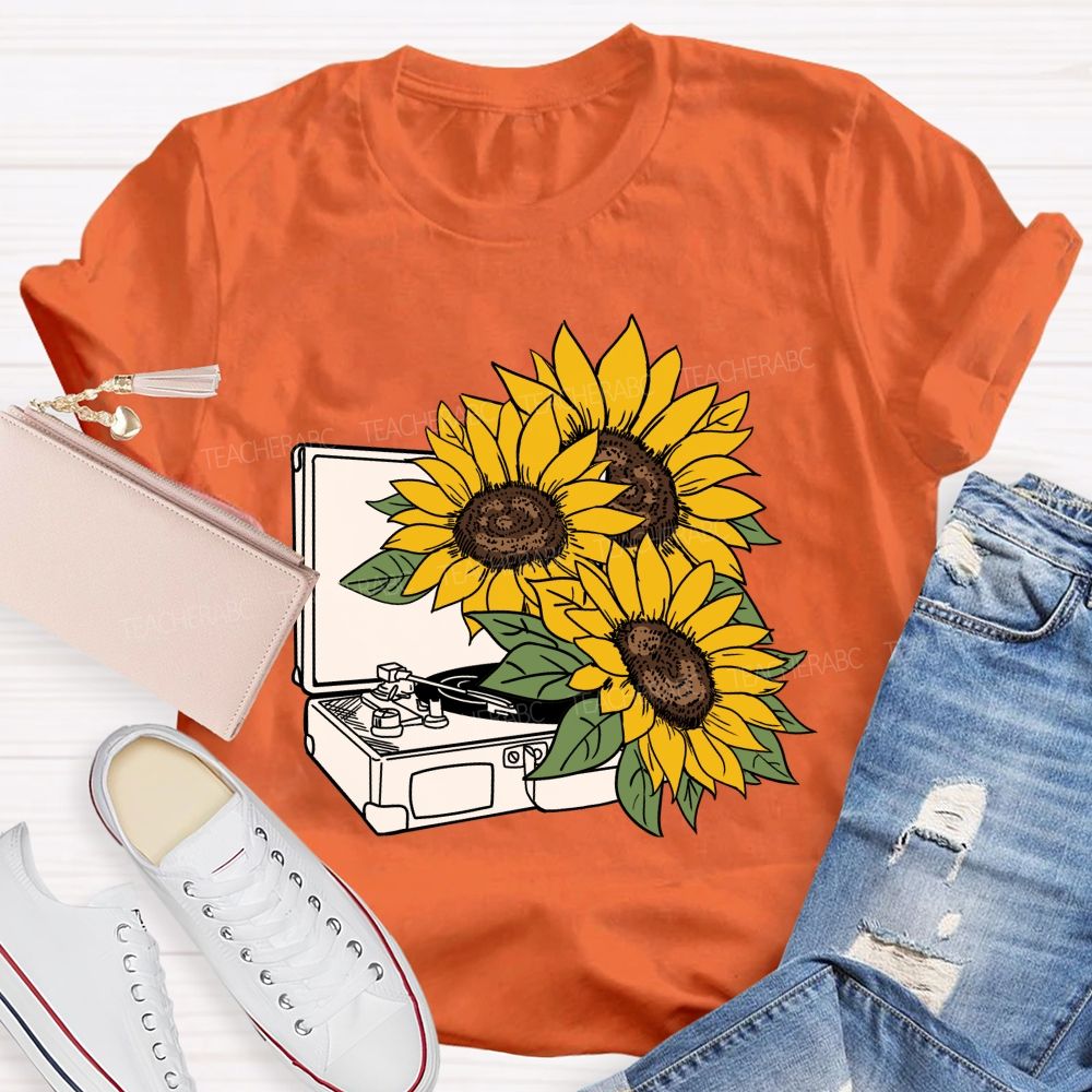 Sunflower Music Box Teacher T-shirt
