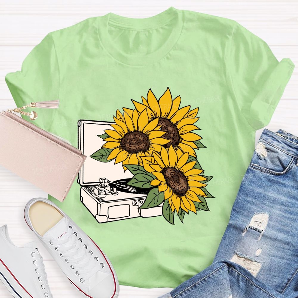 Sunflower Music Box Teacher T-shirt