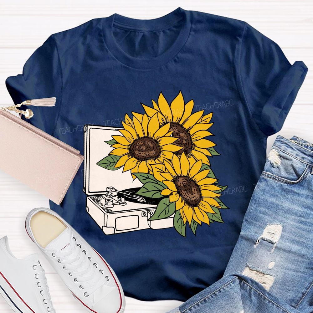 Sunflower Music Box Teacher T-shirt