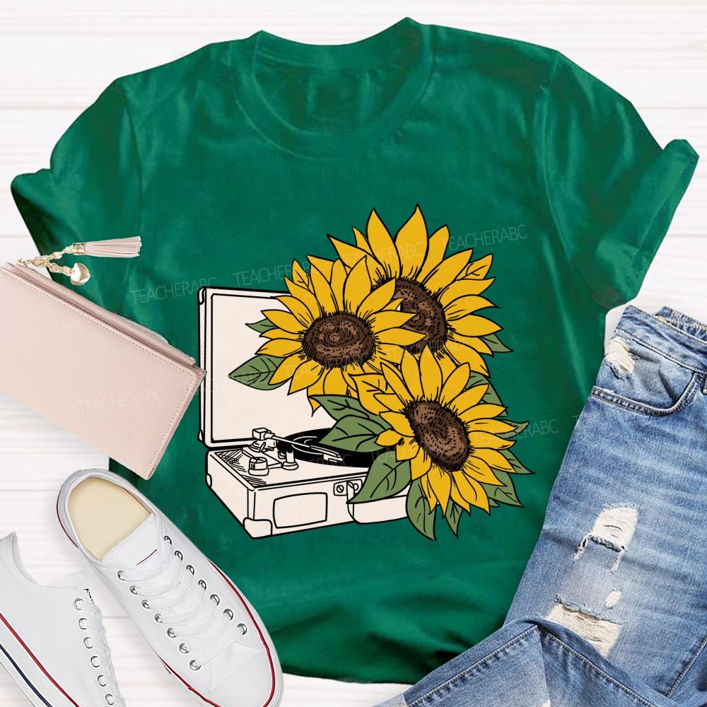 Sunflower Music Box Teacher T-shirt