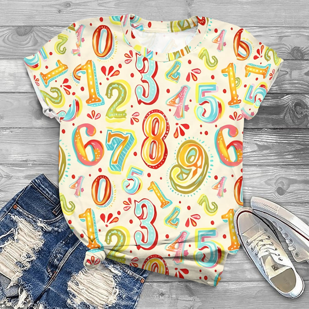 Colorful Number World Printed T-shirt