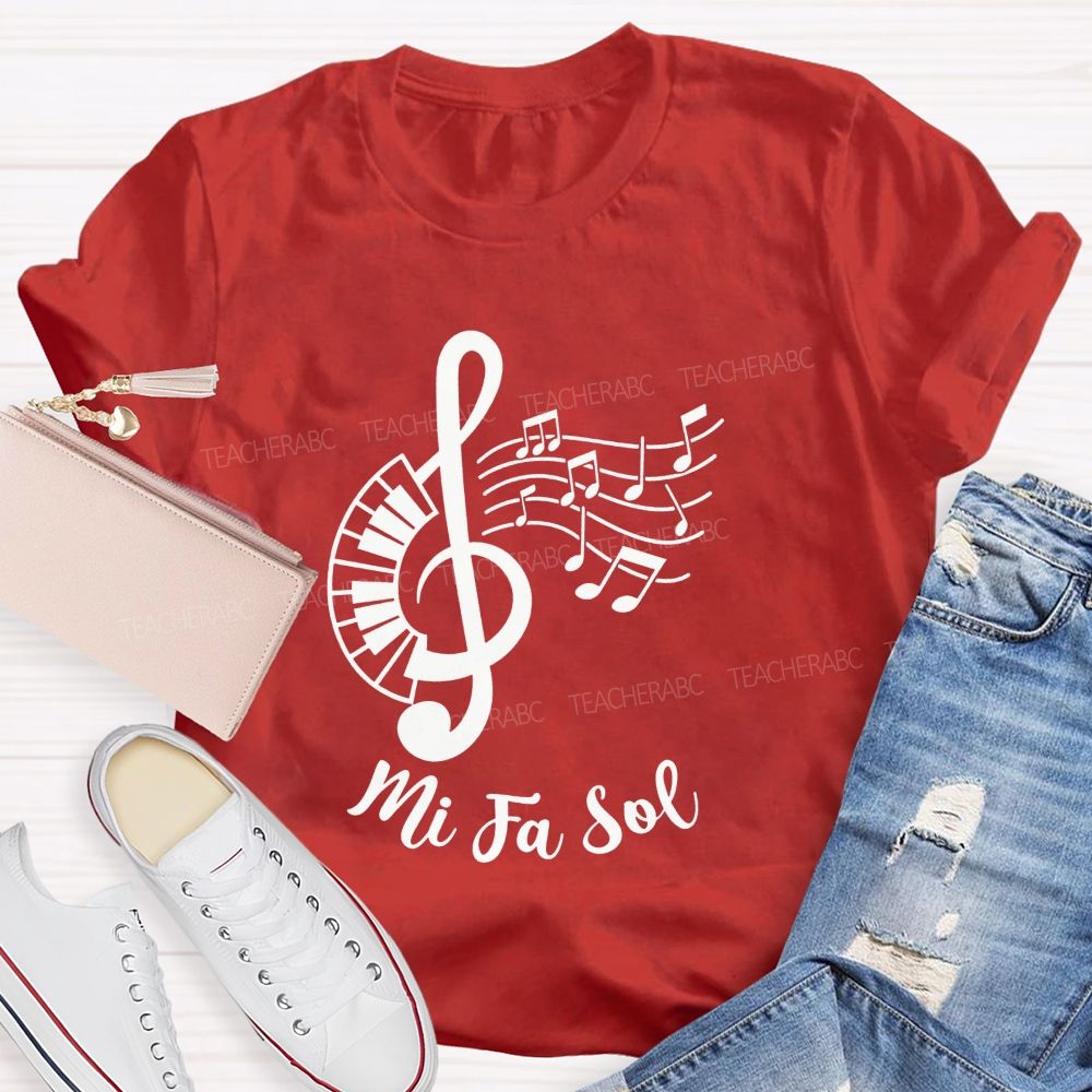 Mi Fa Sol Treble Clef Piano Music Teacher T-shirt