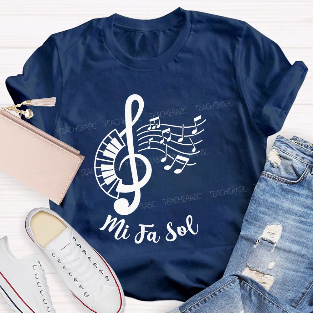 Mi Fa Sol Treble Clef Piano Music Teacher T-shirt