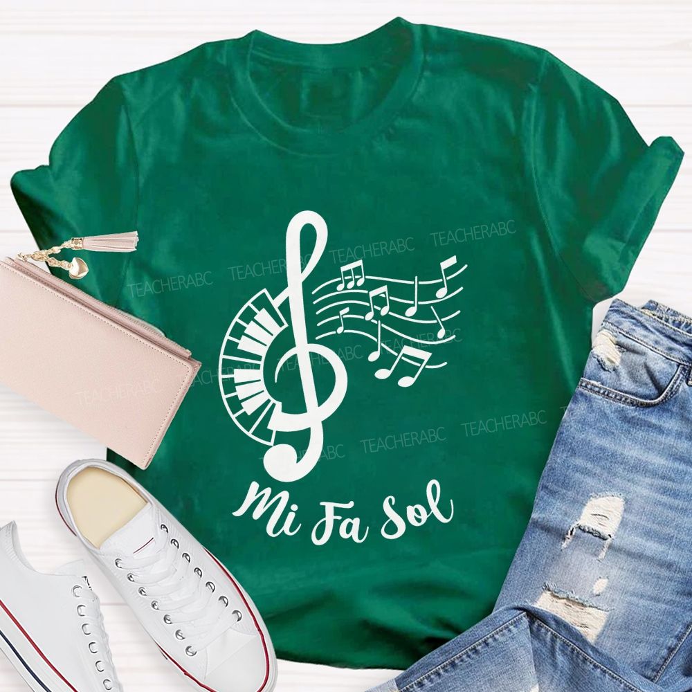 Mi Fa Sol Treble Clef Piano Music Teacher T-shirt