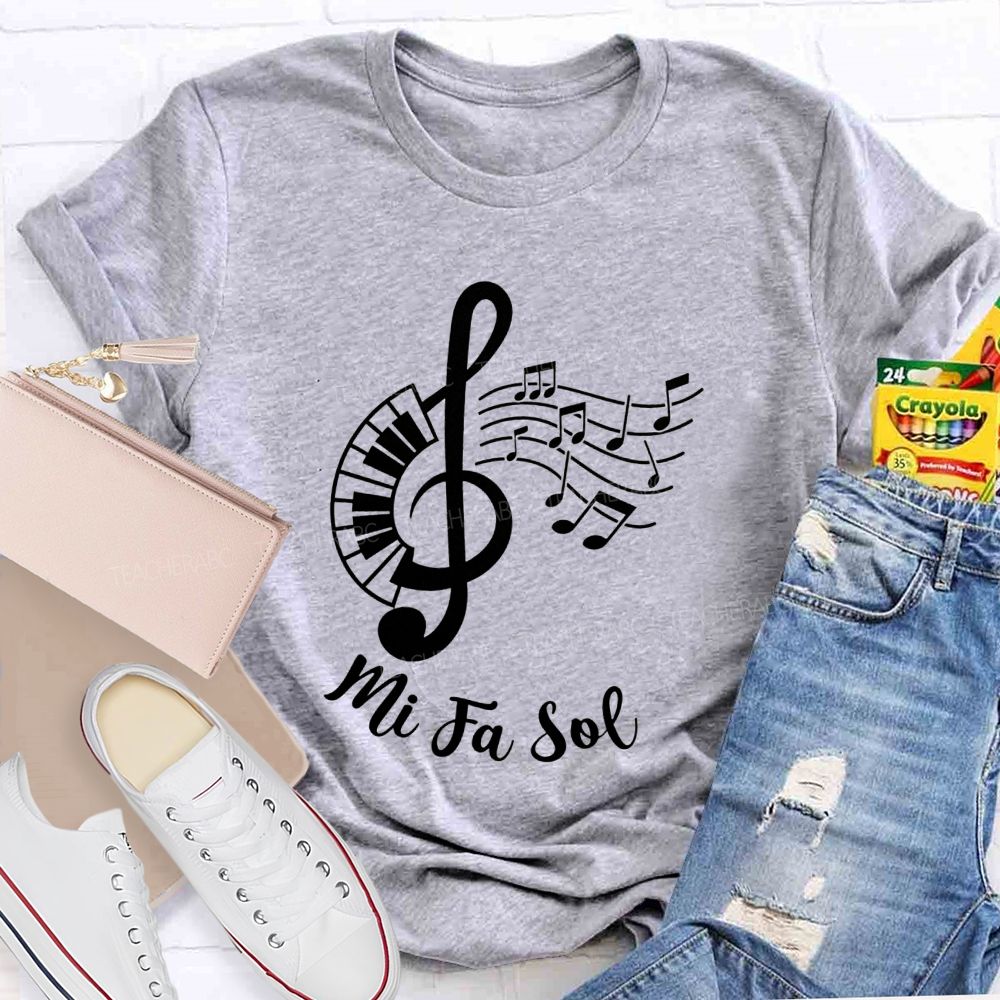 Mi Fa Sol Treble Clef Piano Music Teacher T-shirt